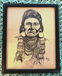 Dale Adkins Art Chief Joseph Nez-Perces Framed 15.5" x 12/5 ...