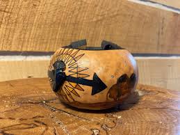 GOURD ART - BUFFALO Bison Gourd Art - Small Gourd Vase ...