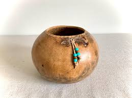 Vintage Gourd Bowl Rustic Primitive Style Round Decorative ...