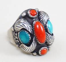 Item #976B- Vintage Heavy Men's Navajo Turquoise Coral ...