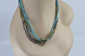 Blue and Bronze Tone Womens Fashion Necklace - Etsy UK