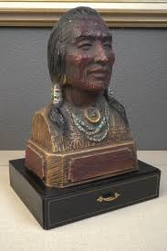 Vintage ALFCO Cigar Tobacco Shop Composite Carved Indian Humidor - 13" | eBay