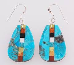 Native American Handmade Stone on Stone Earrings by Rudy Coriz | eBay