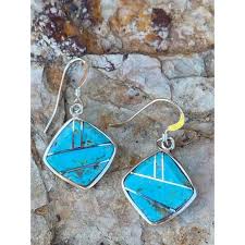 Nizhoni Traders LLC | Jewelry | Navajo Turquoise 8 Sterling Silver Mini Square Dangle Earrings | Poshmark