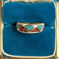 Sterling Navajo southwestern style inlay ring | Mercari