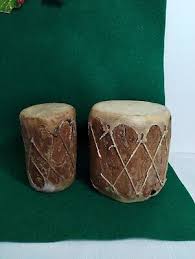 2 Native American Indian Miniature Replica Drums Log Wood ...