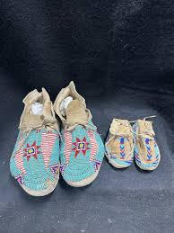VTG Native American Sioux Moccasins Beaded Work Leather ...