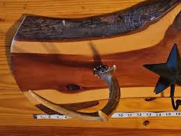 UNIQUE LIVE EDGE CEDAR? STAR WHITETAIL DEER ANTLER HAT COAT ...