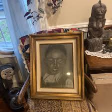 Vintage African American Boy Charcoal Black Americana ...