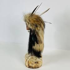 NATIVE AMERICAN INDIAN STATUE SCULPTURE REAL FUR & LEATHERS HAND MADE USA WY/CO | eBay