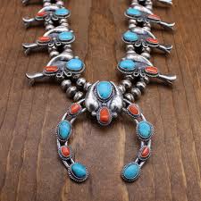 Sterling Silver Coral and Turquoise Squash Blossom Necklace ...