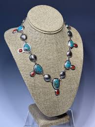 TURQUOISE AND VINTAGE CORAL NECKLACE NM582N – Lucy Clark ...
