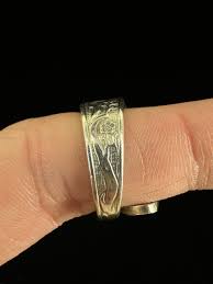 Vintage Sterling Reed & Barton Japanese Cherry Blossom Crane Spoon Ring 6.5 - Ellis Antiques