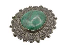 ISRAEL 925 Sterling Silver Vintage Cabochon Eilat Stone ...