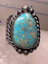Turquoise ring Navajo Heavy wide band rope size 10 sterling silver men – SpiritbeadNW
