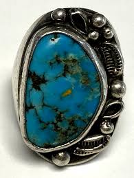Native American Turquoise Men's Ring Sterling Silver 36.2 gr Size 9.5 Patina | eBay
