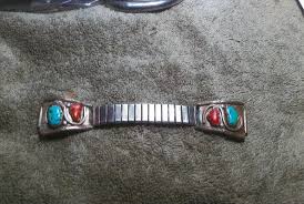 ZUNI silver snake watch band (BRACELET) (tips) TURQUOISE ...