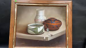 Sold at Auction: Native American Indian Painting on Canvas Signed