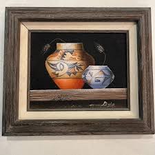Vintage | Wall Decor | Vintage Rough Handpainted Still Ethnic Native Pottery Painting Signed Framed | Poshmark