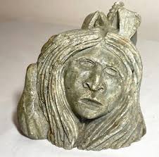 97' hand carved Steve Hawk Grand River Ontario Inuit Eskimo soapstone sculpture | eBay