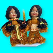 Yarn Dolls Native American, Braided Black Hair, Multicolor ...