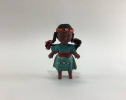 Native American 4" Doll Vintage Molded Plastic Beaded ...