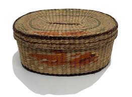 Vintage Fine Weave Sweet Grass Oval Basket Lid Trinket ...