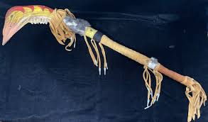 Handmade Indian Buffalo Skull Jawbone Teeth Fur Battle Ax ...