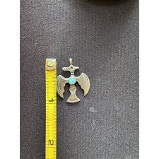 Turquoise Pendant Southwestern Style Thunderbird Bird Charm Necklace