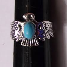 Blue Bead & Silver Tone Tribal Bird Design Ring - Size 6 | eBay