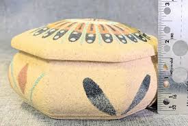 Navajo Sand Art Ceramic Trinket Box Hand Painted Native American 4.5x4.5x2.5" | eBay
