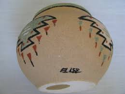 Rancho Feliz Navajo Tan Sand Art Pottery Pot Vase Rain Clouds Signed B. LEE A-29 | eBay