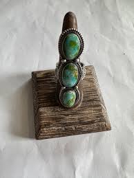 Navajo Sonoran Gold Turquoise & Sterling Silver 3 Stone Ring ...