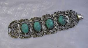 Retro 2" Super Wide Panel Faux Turquoise Costume Lady's Bracelet, Silver Toned Openwork Panels, Unknown Maker, 7.5" Length, 1970's Vintage - Etsy.de
