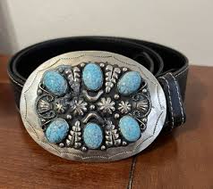 Alpaca Mexico cabochon buckle with turquoise color with ...