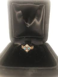 Vintage Ring ESTATE 14KT ANTIQUE Gold ring 2 Turquoise 2 Pearl Child size 1 baby | eBay