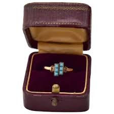Similar Items to M.B. Bryant & Co. Victorian Era 10K Yellow Gold Blue Persian Turquoise & Seed Pearl Ring - Size 6.25