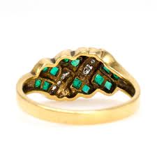 Wide Twisted Emerald and Diamond Band in 18K Yellow Gold – A.J. Martin Estate Jewelry, Etc.