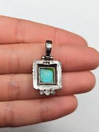 Sterling Silver 925 Faux Turquoise Blue Stone Square Pendant For Necklace | eBay