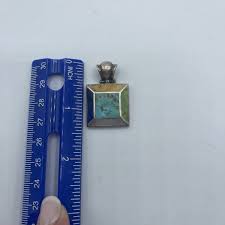 VINTAGE STERLING SILVER LARGE MULTI GEMSTONE TURQUOISE LAPIS .. INLAY PENDANT | eBay Australia
