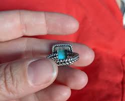 Vintage Sterling Silver Rectangular Bezel Set Turquoise Ring ...