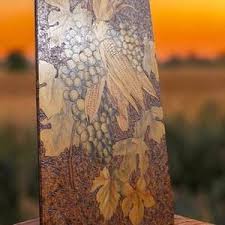 Pyrography Wooden Wall Hanging, Signed and Dated, Grape Harvest Motif, Folk Art - Etsy