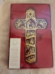 A Christmas Cross Nativity Cross Gold Tone With Hanger ...