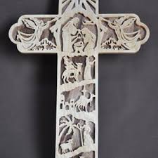 Krippe gescrollt Holz Kreuz Wandhängen religiöse Kunst ...