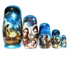 Nativity Nesting Dolls, Russian Style Wooden Christmas Doll ...