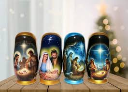 Easter Basket 5 PC Egg Nesting Doll, Stacking Nativity ...