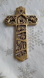Nativity Cross Wall Christmas Ornament holiday iron shiny ...