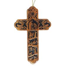 Olive Wood Nativity Cross Ornament | Museum of the Bible