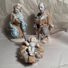 Nativity Mary Joseph & Baby Jesus Ceramic Figurines Set of 3 ...