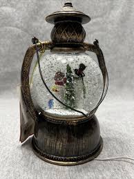 Living Quarters LIGHTED SNOW GLOBE LANTERN With Snowmen 7.5 ...